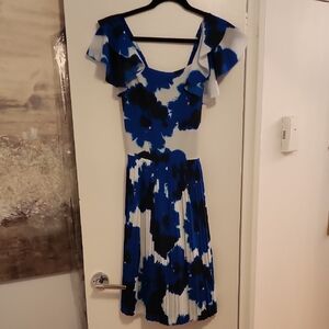 Banana Republic Black and Blue Floral Midi Dress